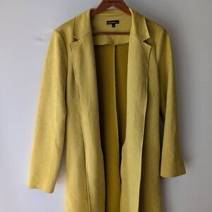 Chocolate U.S.A. Yellow Duster Longline Open-Front Blazer Jacket Size L